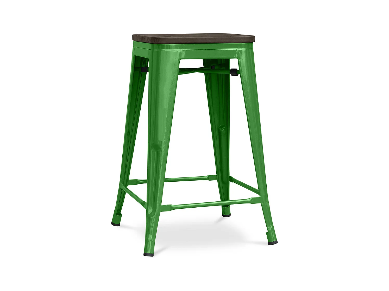 Tabouret de Bar - Design Industriel - Bois et Acier - 60cm -Stylix Vert