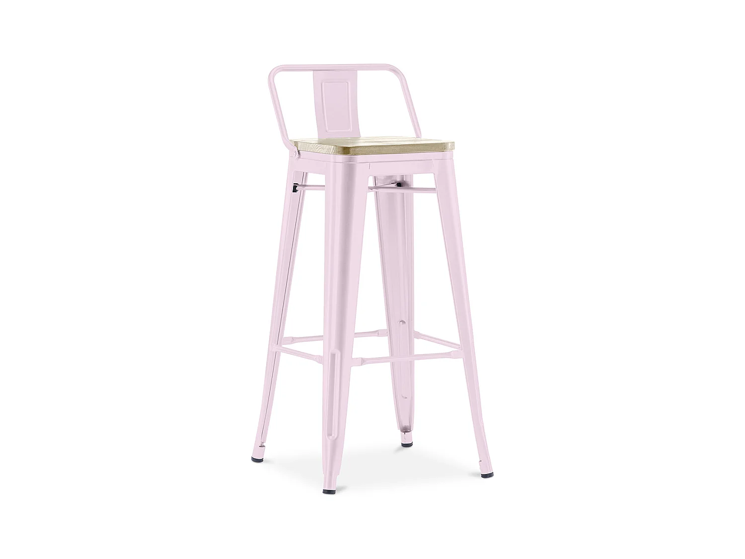Tabouret de bar avec dossier - design industriel - 76 cm - Stylix Rose pâle