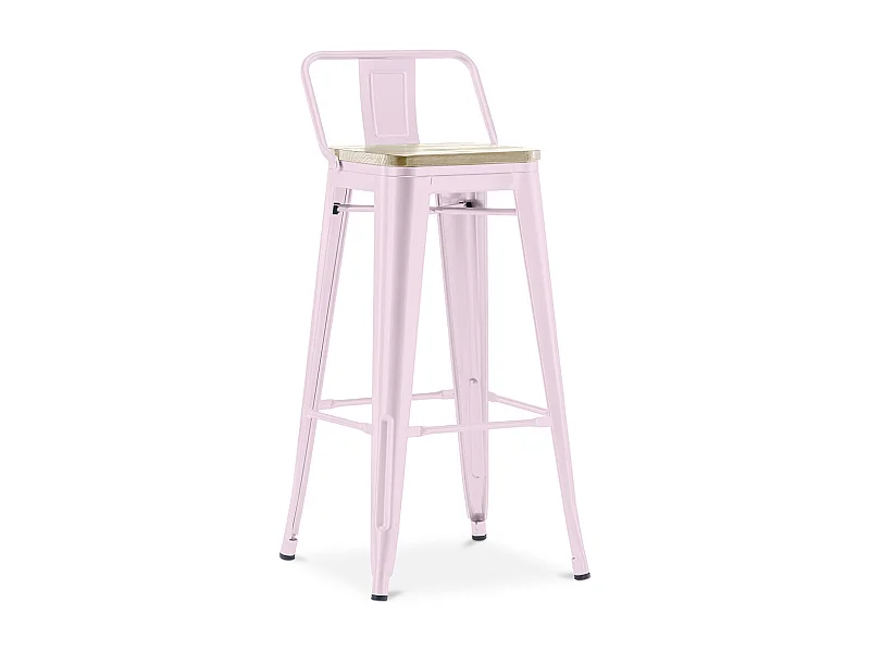 Tabouret de bar avec dossier - design industriel - 76 cm - Stylix Rose pâle