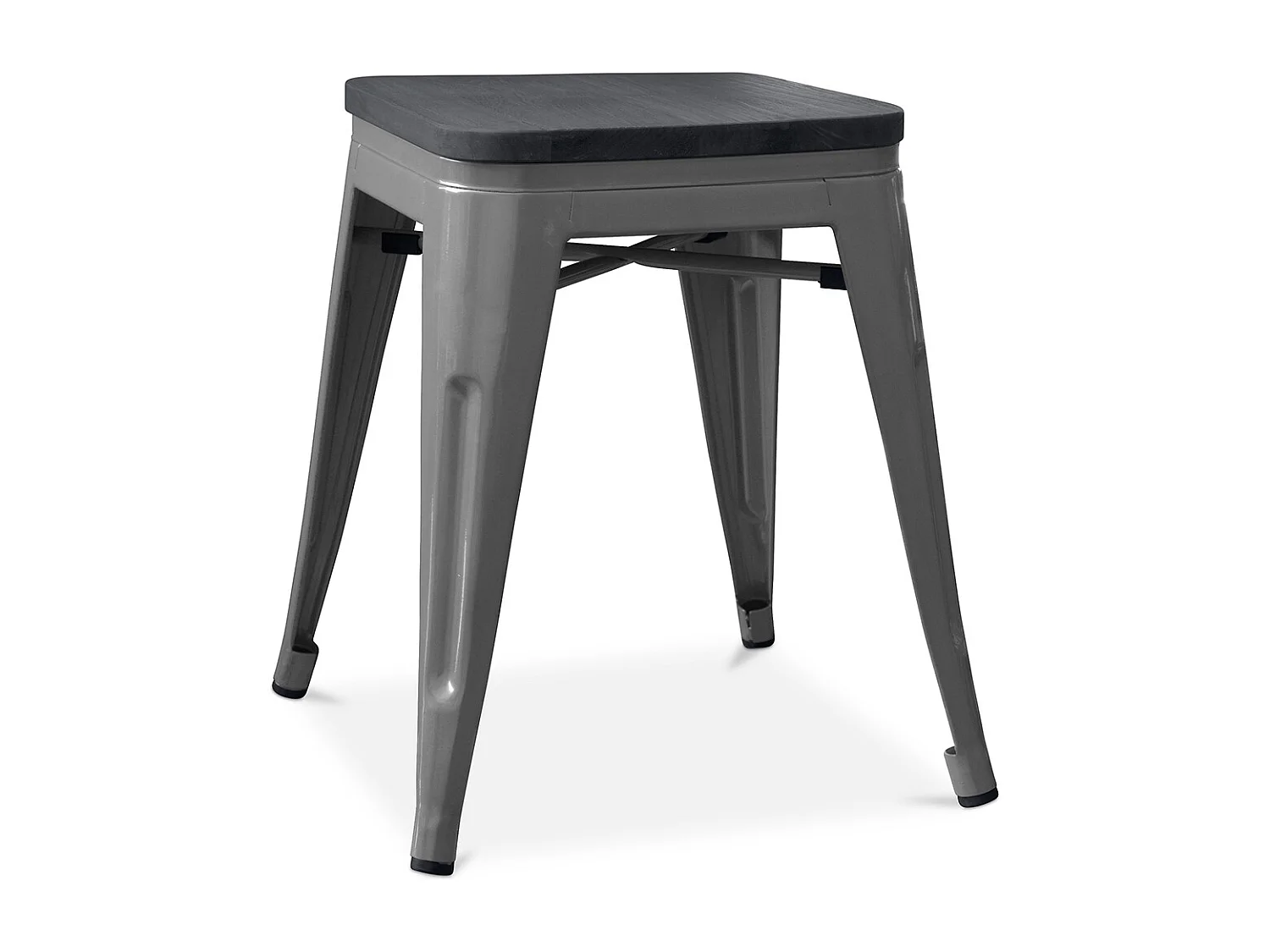 Sgabello di design industriale - Legno e acciaio - 46cm - Stylix