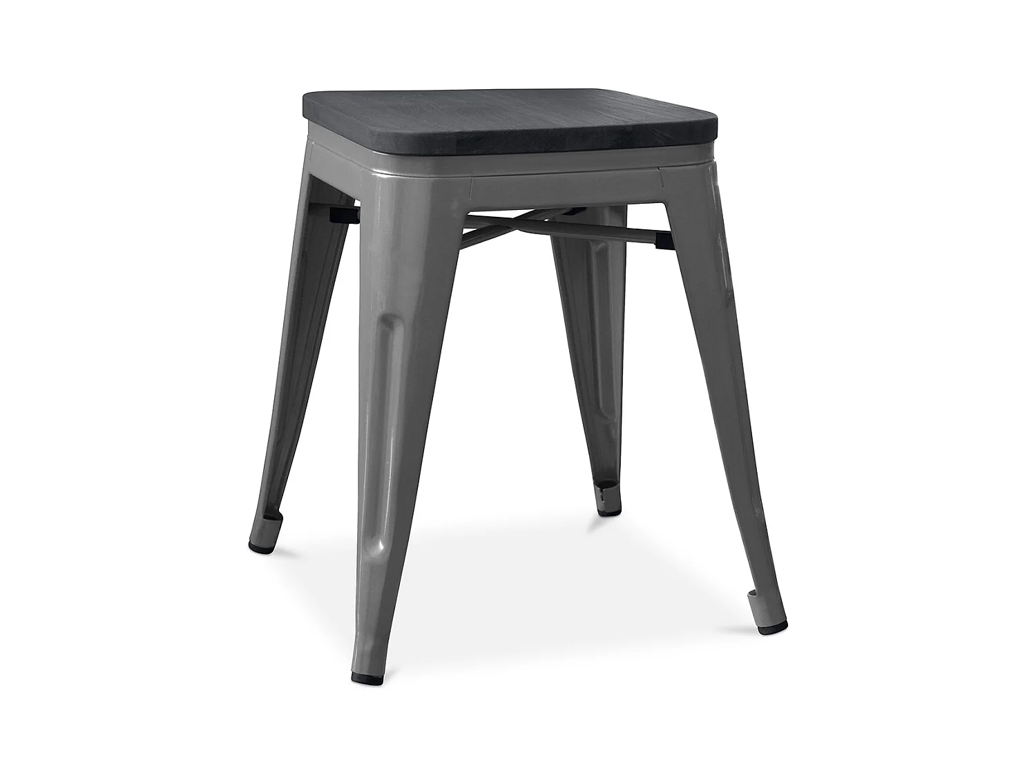 Tabouret Design Industriel - Bois & Acier - 46cm - Stylix Gris foncé