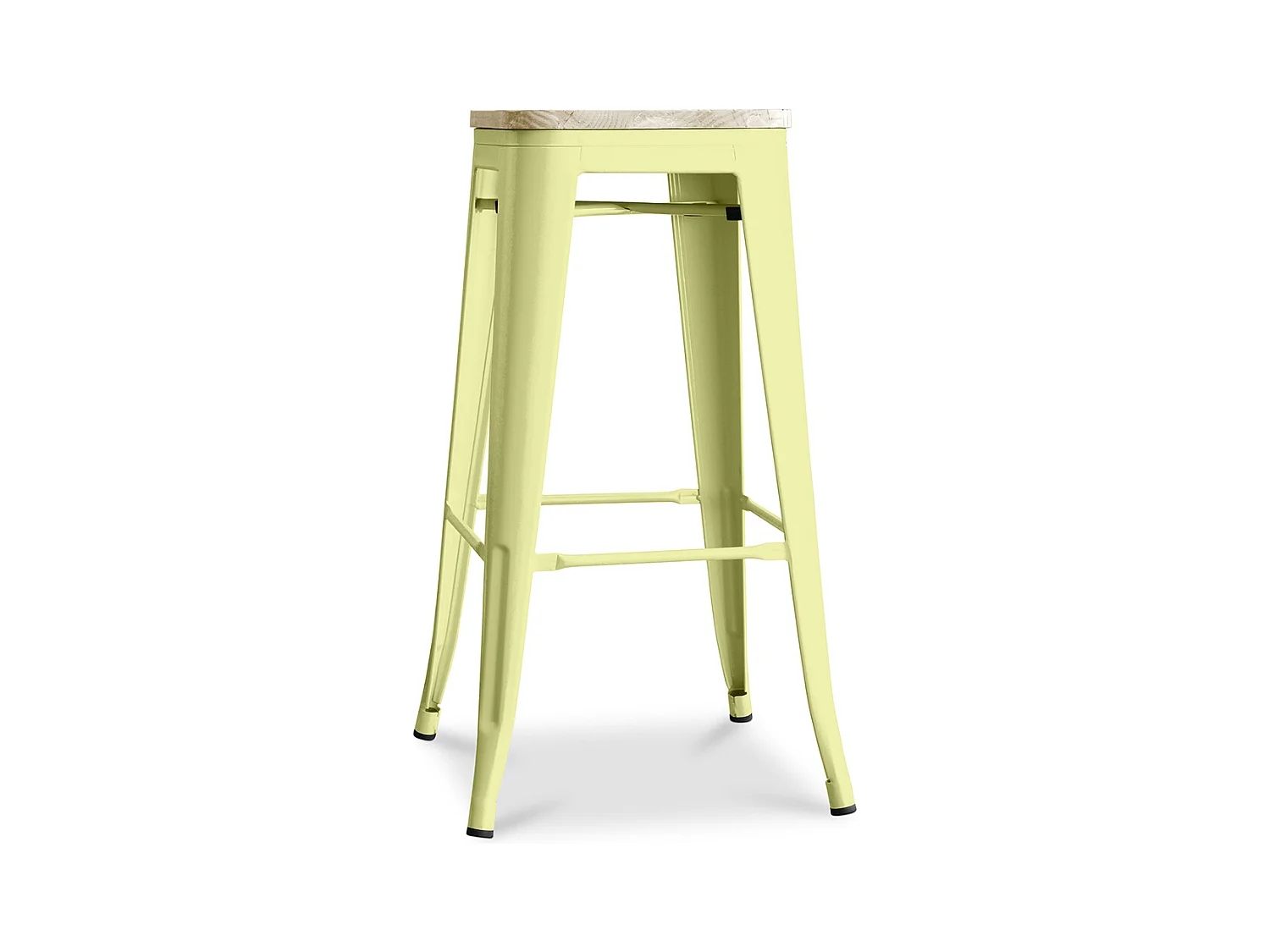 Tabouret de Bar - Design Industriel - Acier & Bois - 76cm - Stylix Jaune pâle