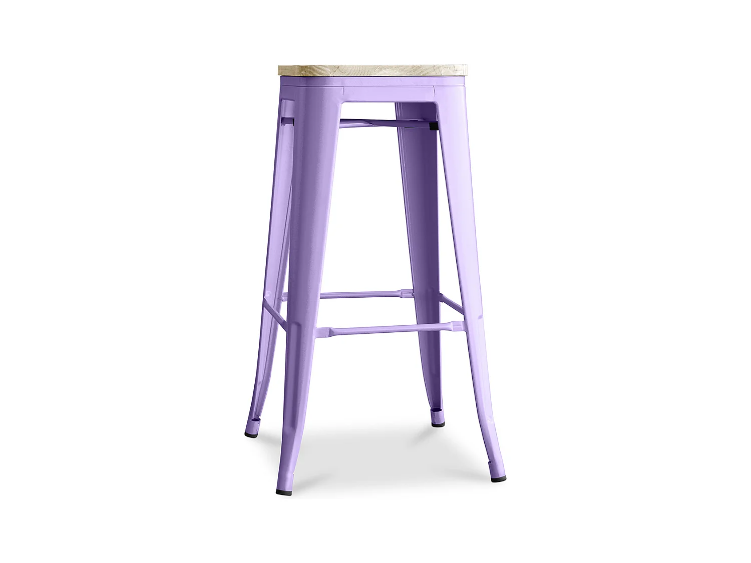 Tabouret de Bar - Design Industriel - Acier & Bois - 76cm - Stylix Violet pastel