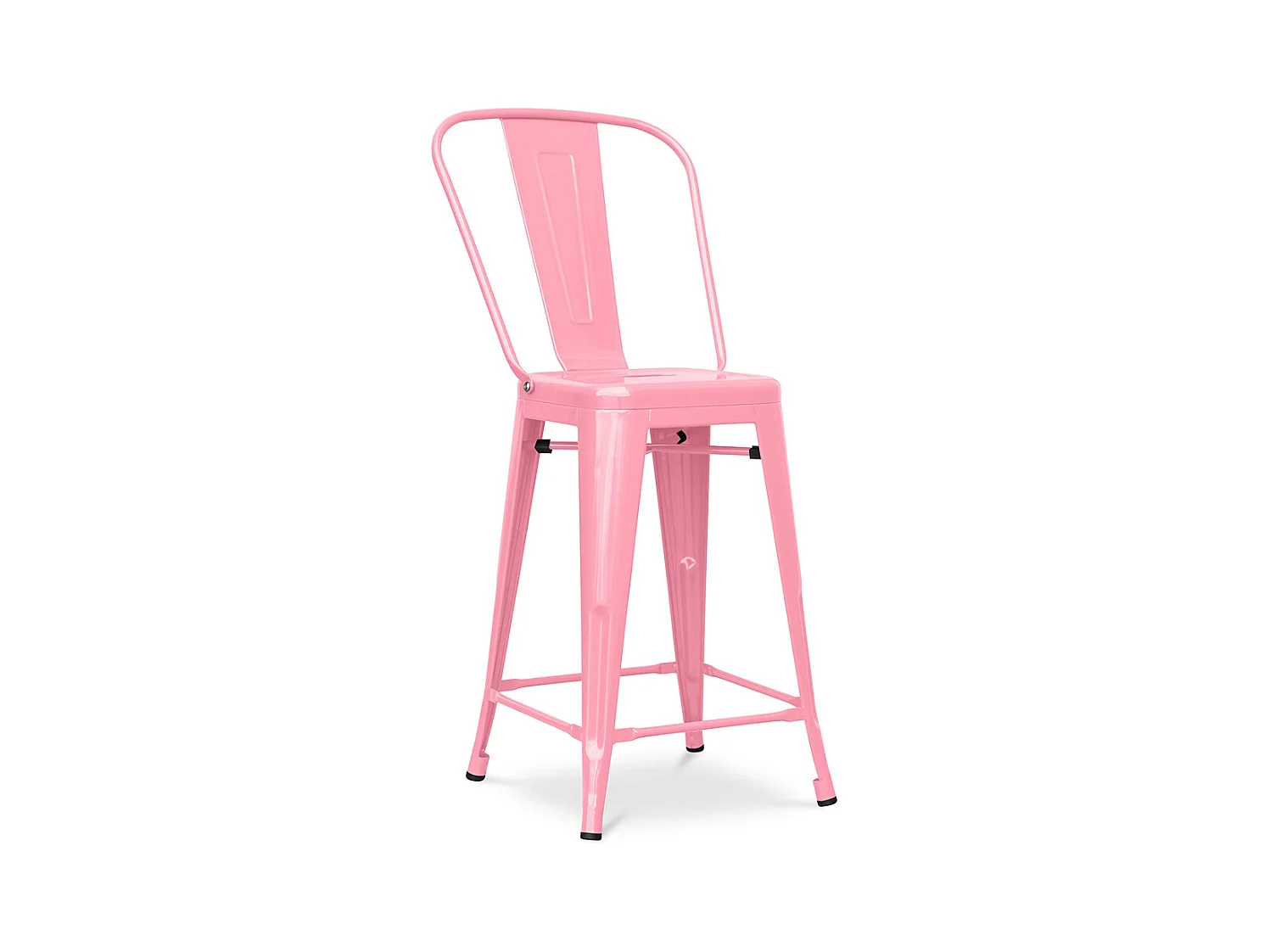 Tabouret de bar avec dossier - design industriel - 60cm - Stylix Rose