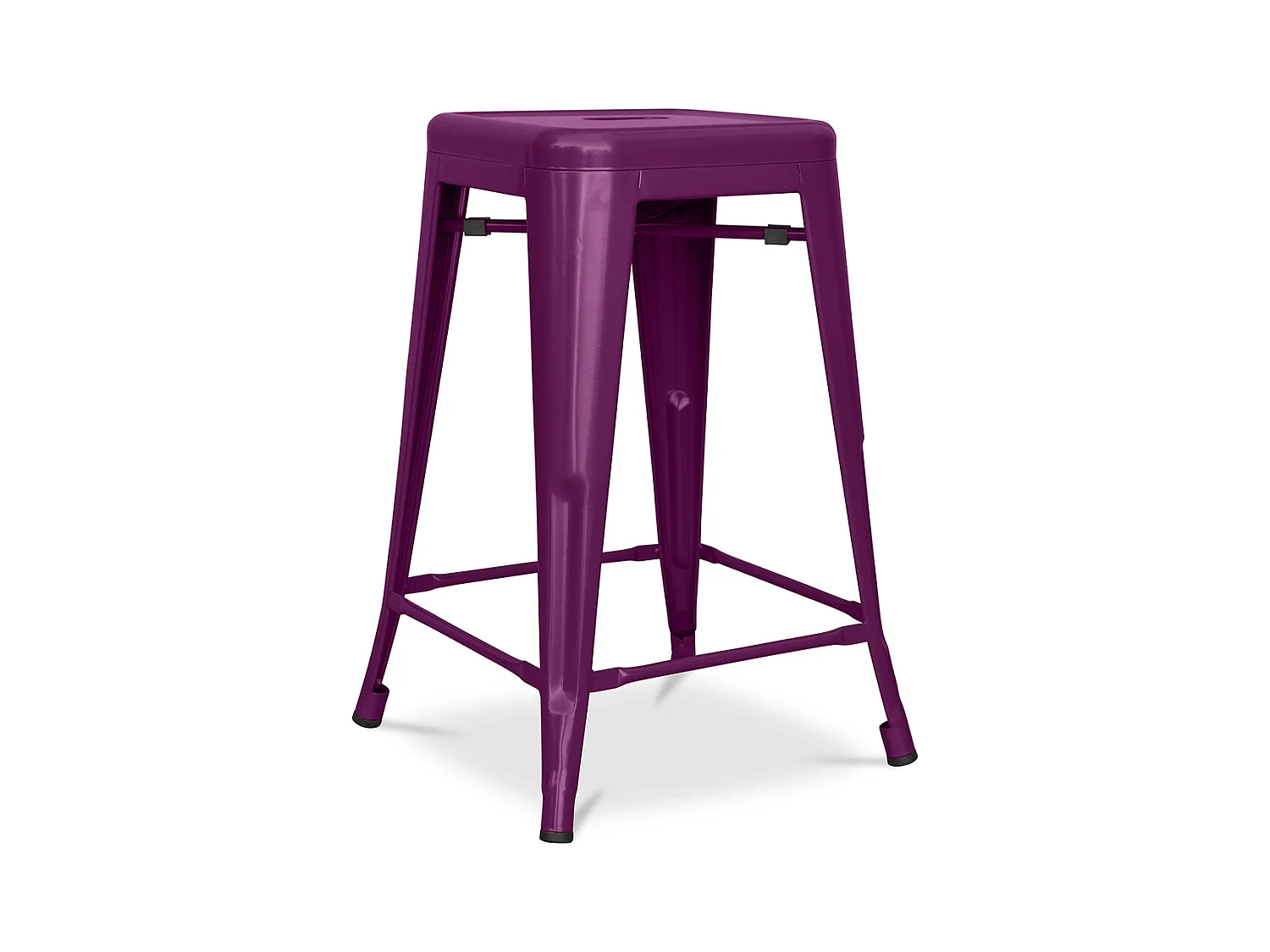 Tabouret de bar design industriel - acier mat - 60cm - Stylix Violet