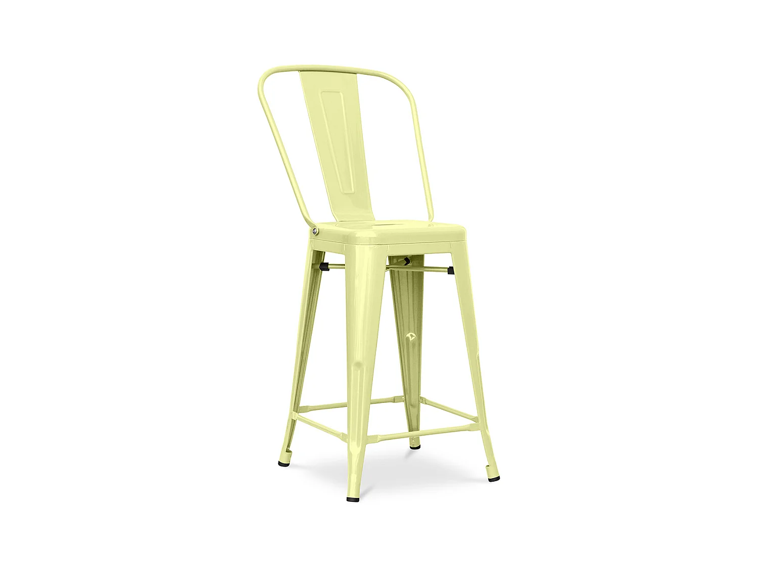 Tabouret de bar avec dossier - design industriel - 60cm - Stylix Jaune pâle