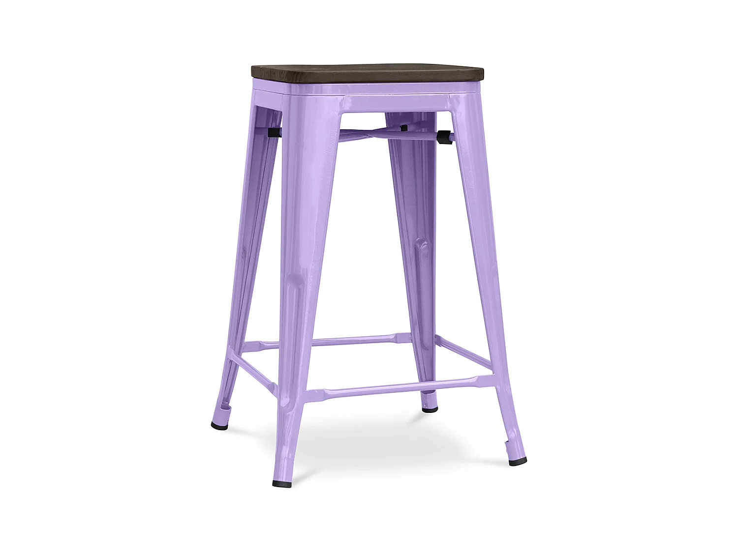 Tabouret de Bar - Design Industriel - Bois et Acier - 60cm -Stylix Violet pastel