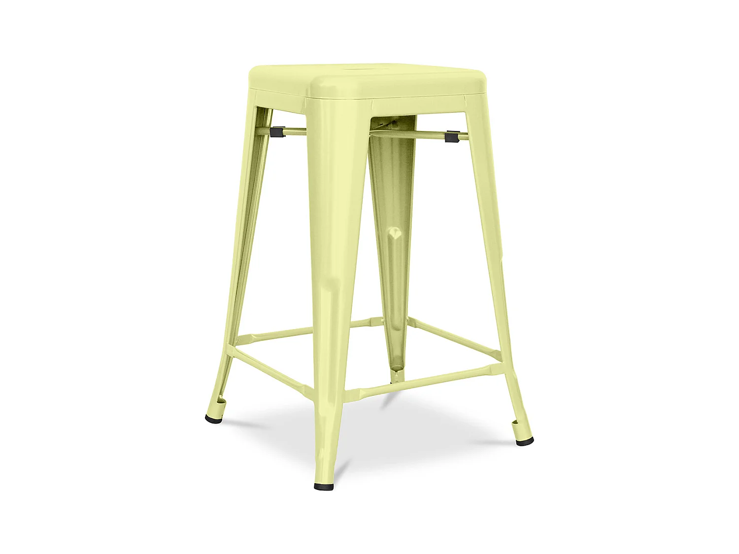 Tabouret de bar design industriel - acier mat - 60cm - Stylix Jaune pâle