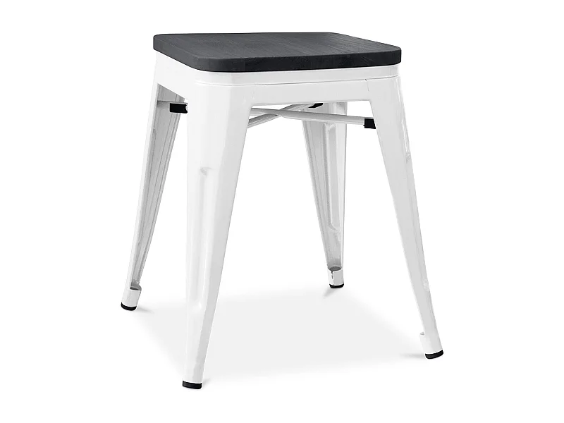 Sgabello di design industriale - Legno e acciaio - 46cm - Stylix