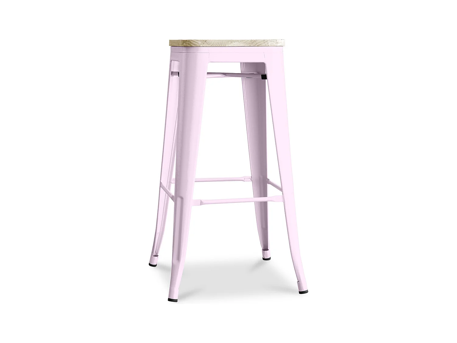 Tabouret de Bar - Design Industriel - Acier & Bois - 76cm - Stylix Rose pâle