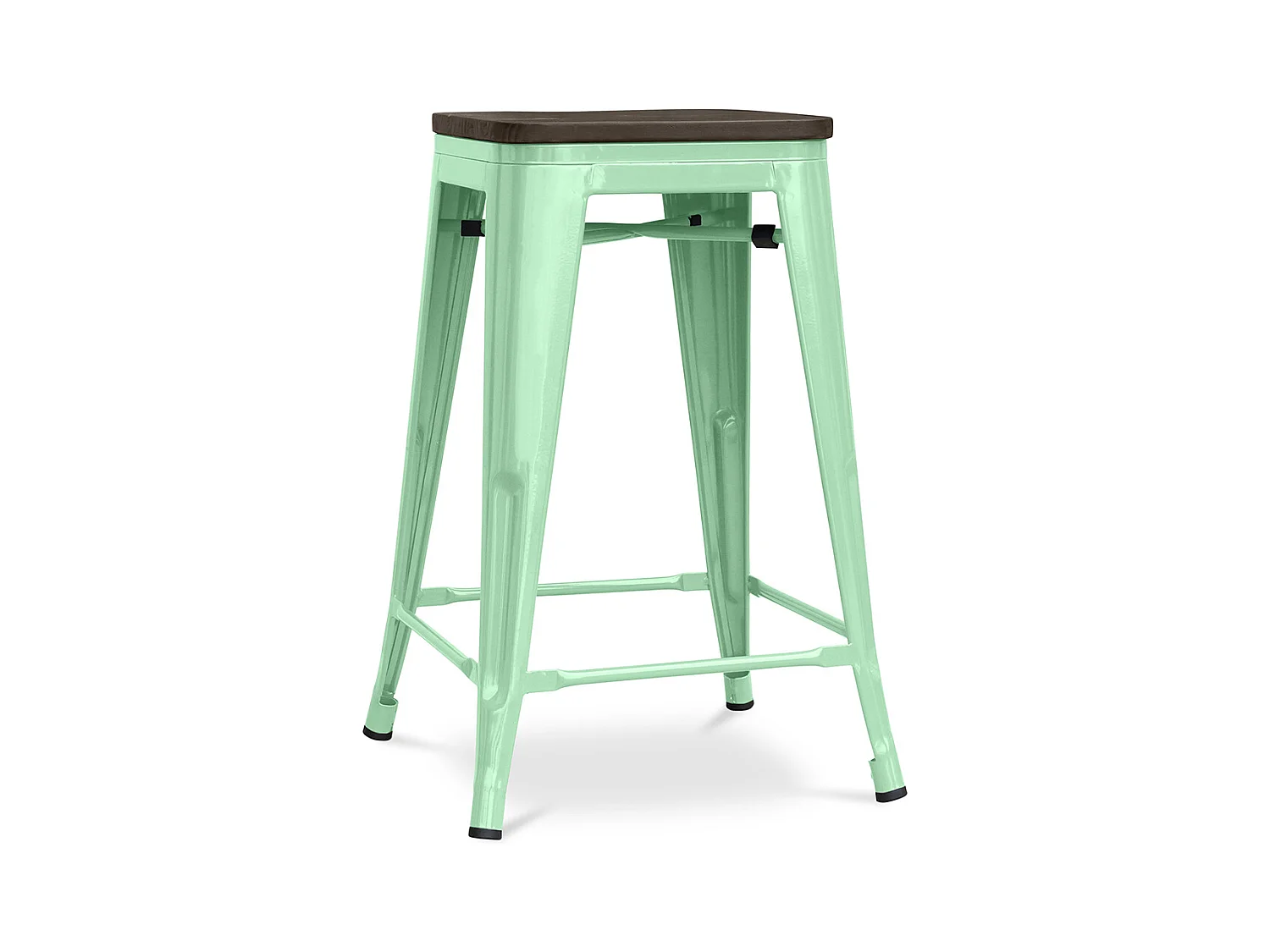 Tabouret de Bar - Design Industriel - Bois et Acier - 60cm -Stylix Menthe