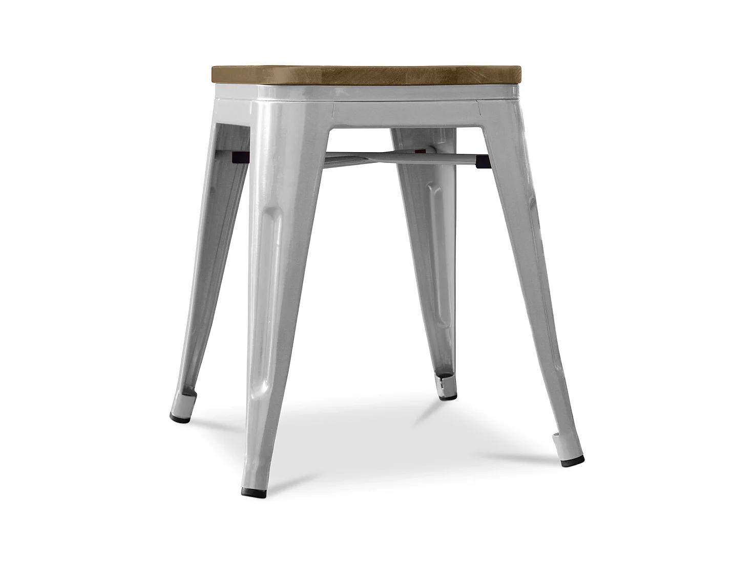Tabouret Design Industriel - Bois et Acier - 45cm -Stylix Gris clair