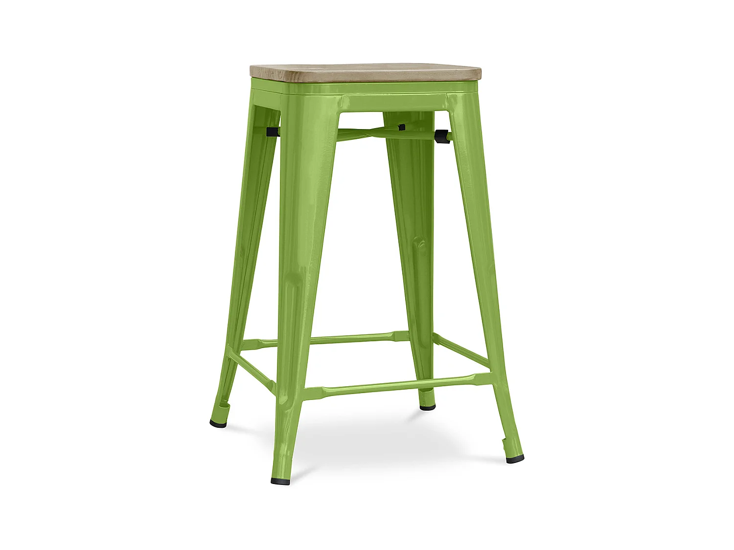 Tabouret de bar design industriel - bois et acier - 61cm - Stylix Vert clair
