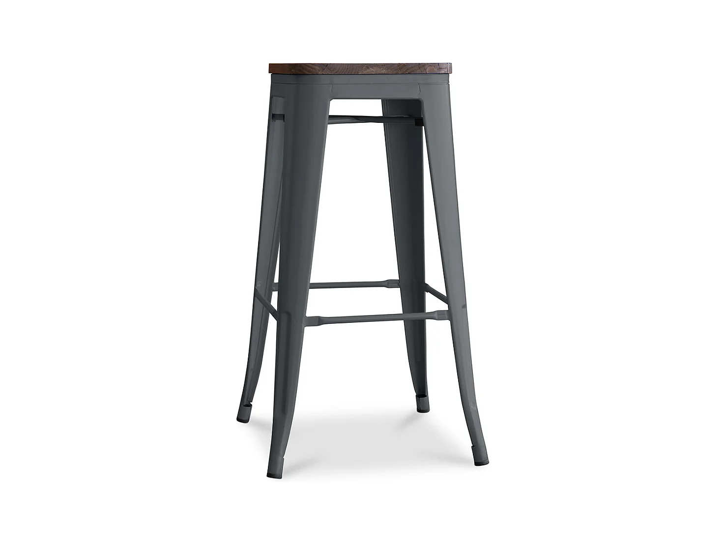 Tabouret de bar Design Industriel - Bois & Acier - 76cm - Stylix Gris foncé