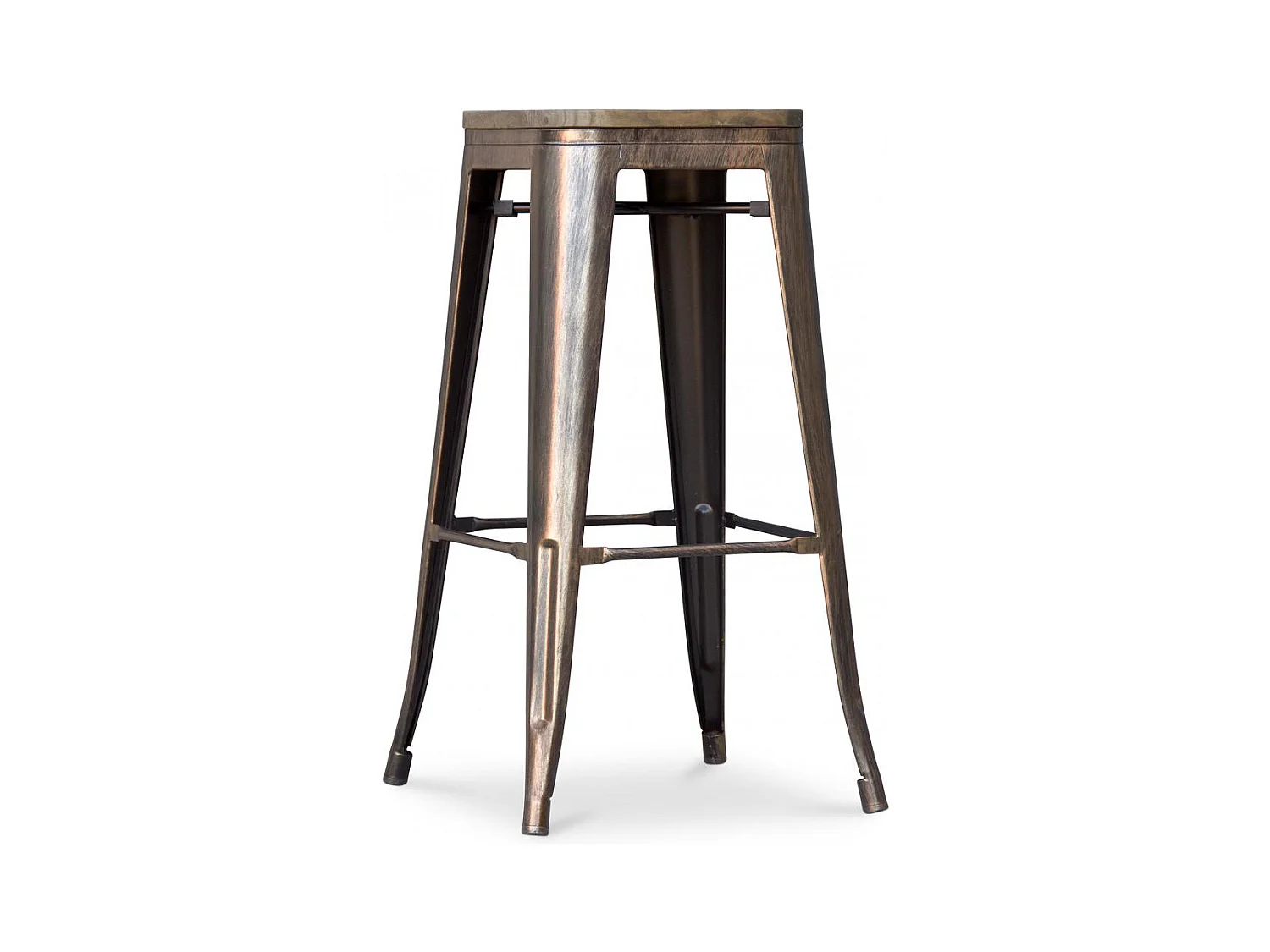Tabouret de bar Design Industriel - Bois & Acier - 76cm - Stylix Bronze métallisé