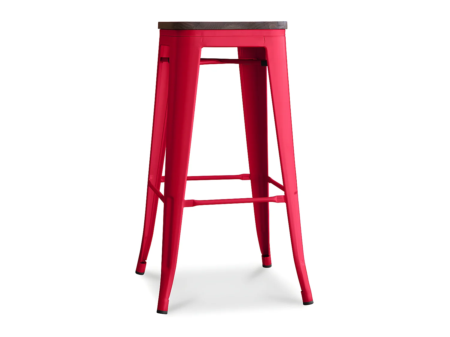 Tabouret de bar Design Industriel - Bois & Acier - 76cm - Stylix Rouge