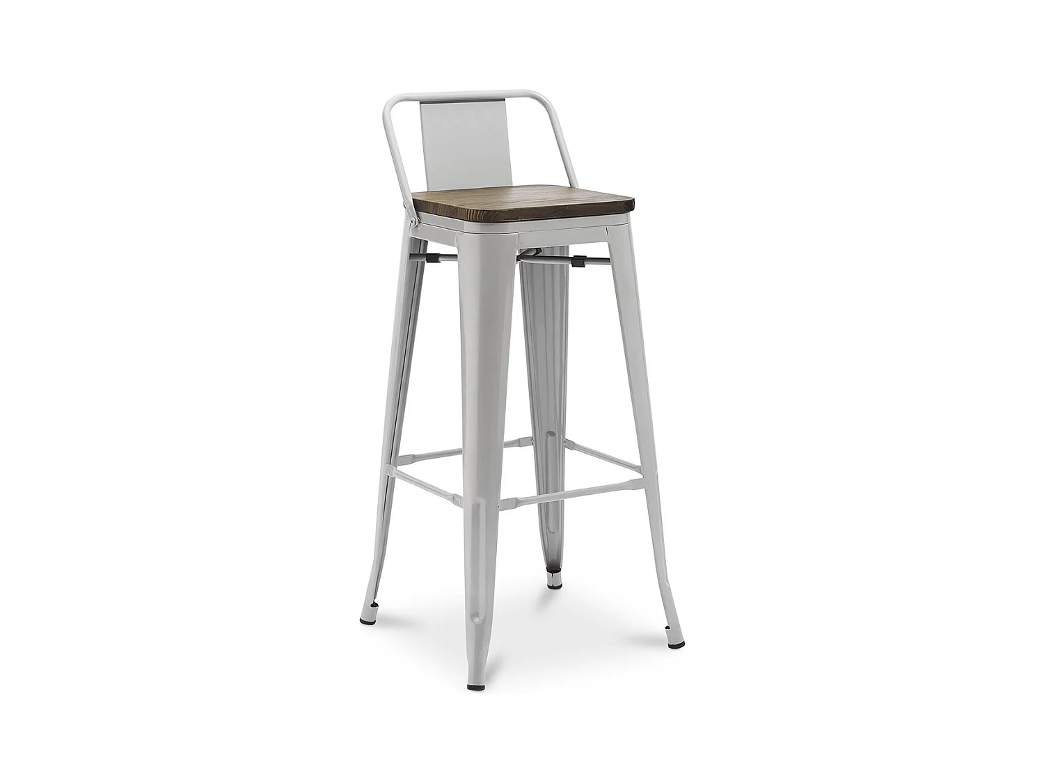 Tabouret de Bar - Design Industriel - Bois et Acier - 76cm - Stylix Gris clair