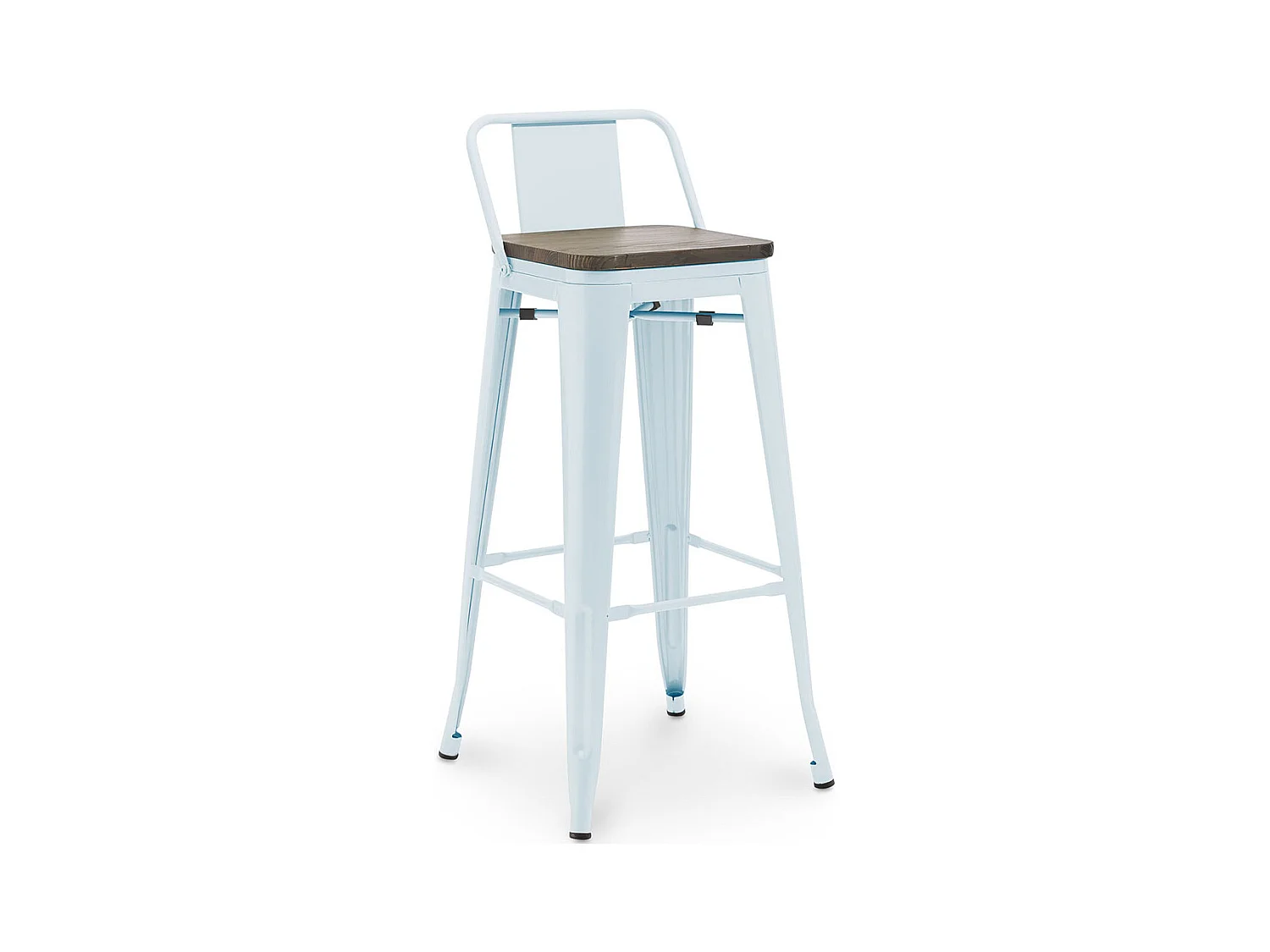 Tabouret de Bar - Design Industriel - Bois et Acier - 76cm - Stylix Bleu clair