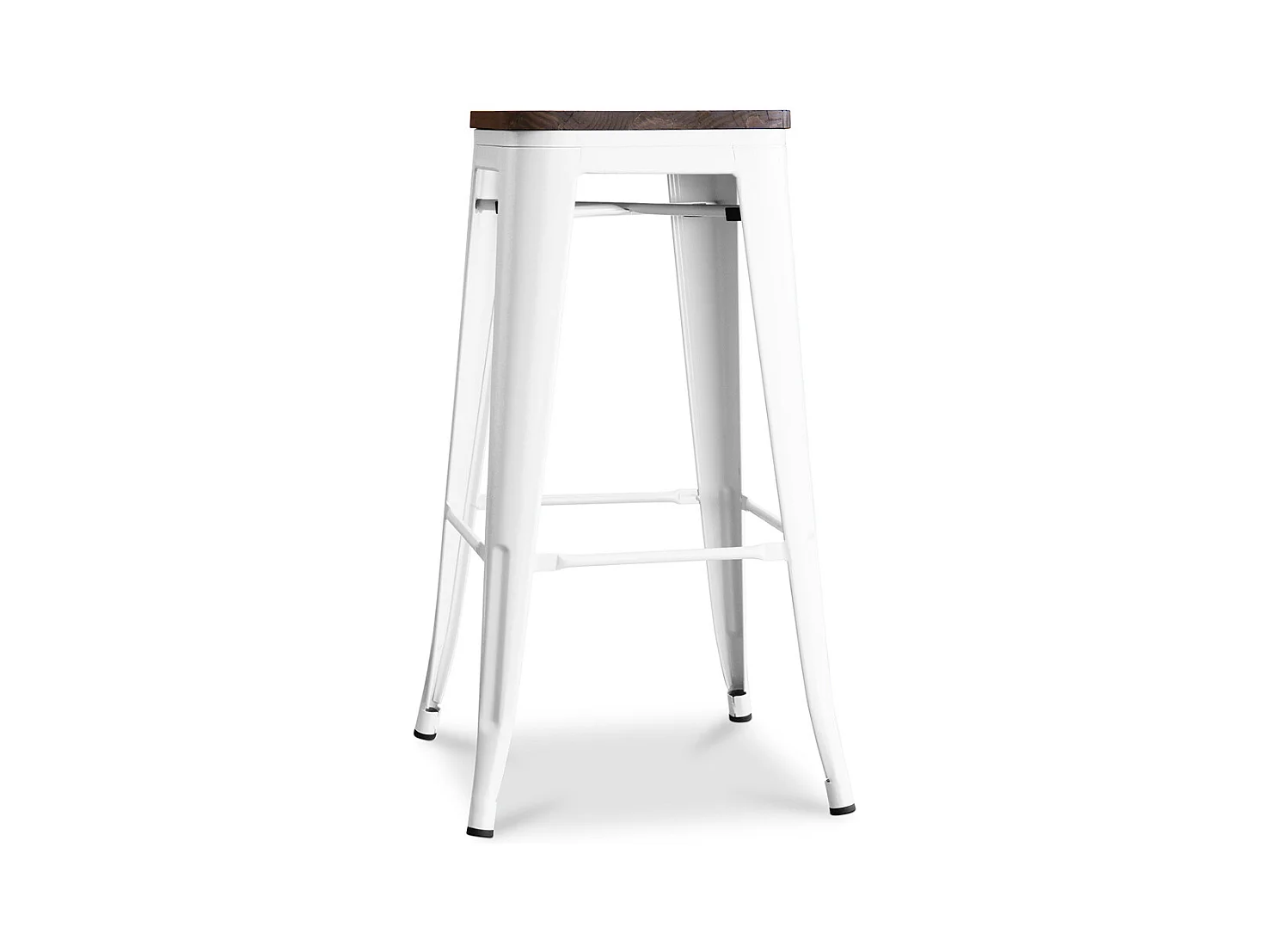 Tabouret de bar Design Industriel - Bois & Acier - 76cm - Stylix Blanc