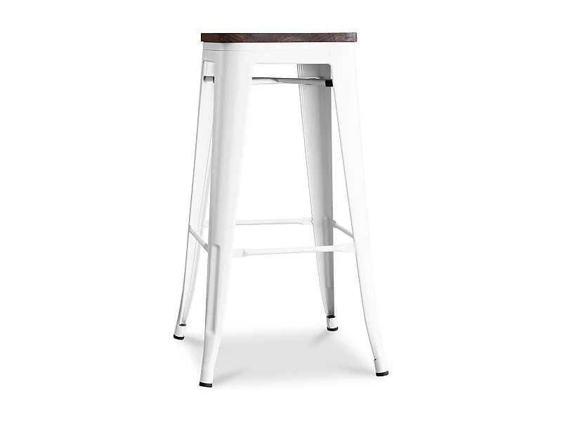 Tabouret de bar Design Industriel - Bois & Acier - 76cm - Stylix Blanc