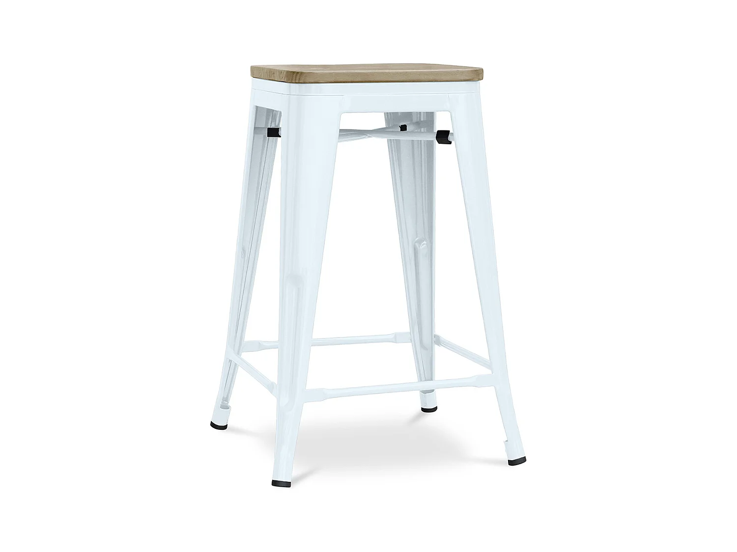 Tabouret de bar design industriel - bois et acier - 61cm - Stylix Bleu gris