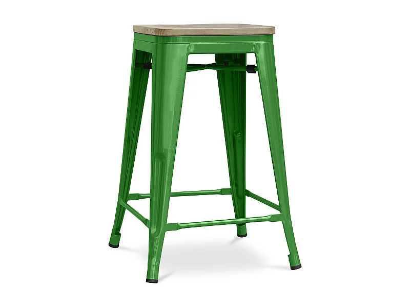 Sgabello da bar di design industriale - Legno e acciaio - 61 cm - Stylix