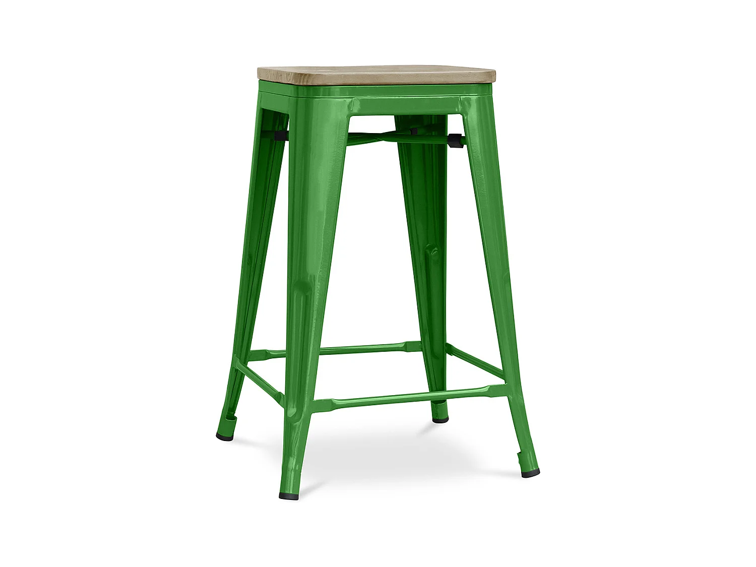 Tabouret de bar design industriel - bois et acier - 61cm - Stylix Vert