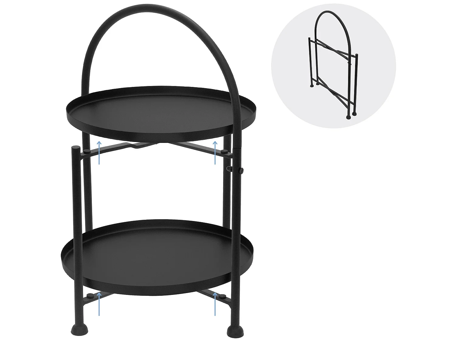 Table d'appoint Table basse 2 niveaux Métal Noir Rond Ø 30 cm