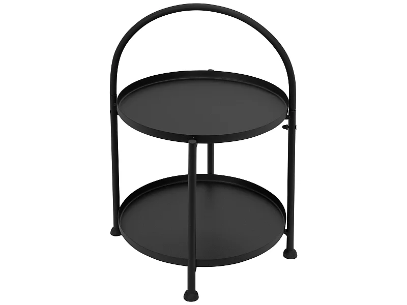 Mesa Auxiliar Mesa de Centro Mesa de Sofá 2 Niveles Metal Negro Redonda Ø 30 cm