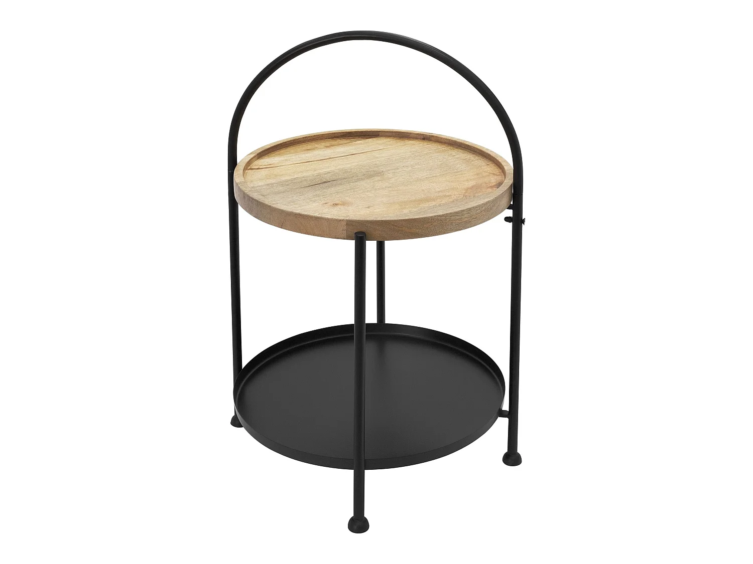 Table d'appoint Table de salon 2 niveaux Métal Bois Noir Rond Ø35cm