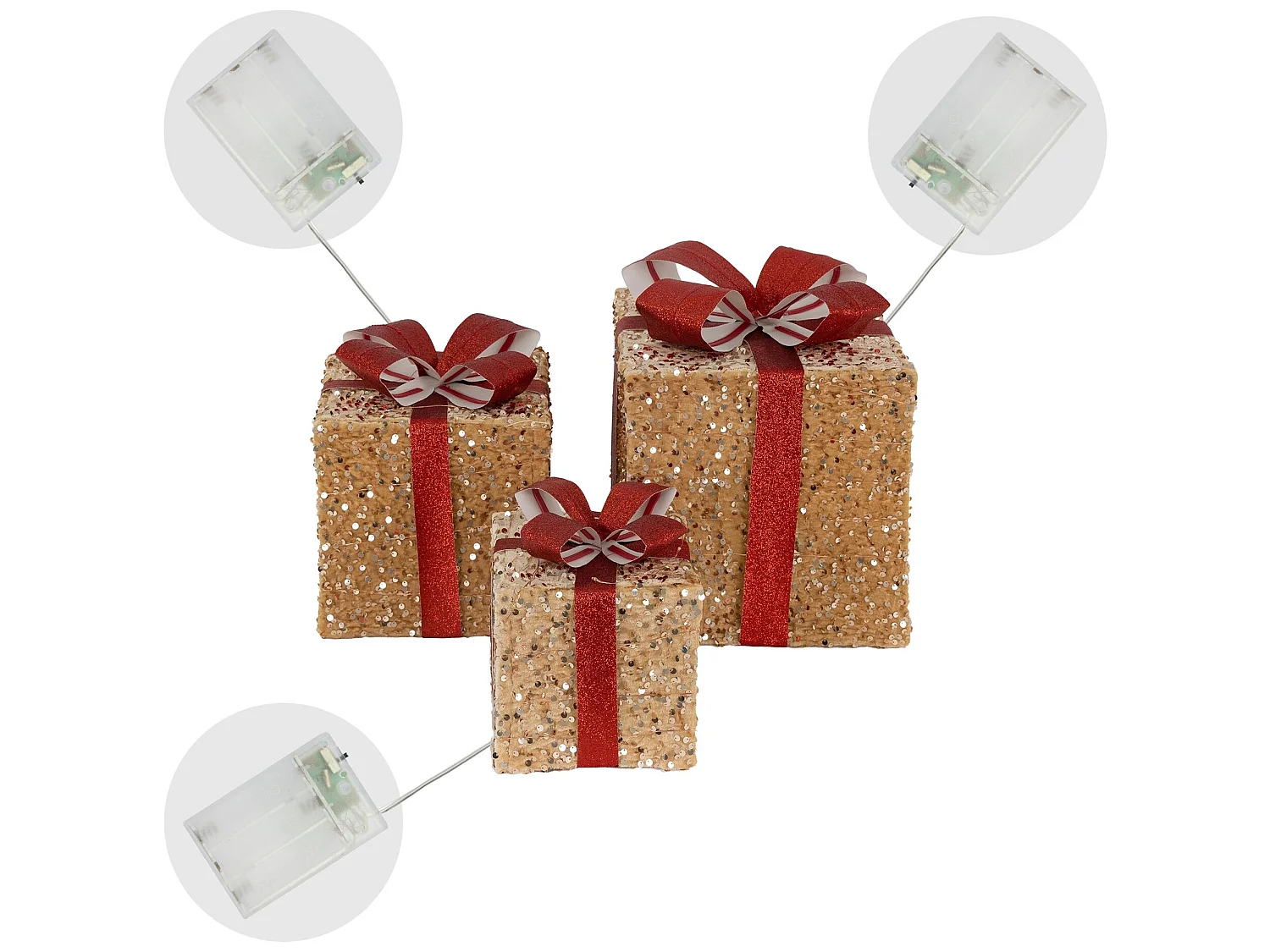 3pcs Deco Regalos de Navidad LED Cajas de Navidad Temporizador Decoración Ilumin
