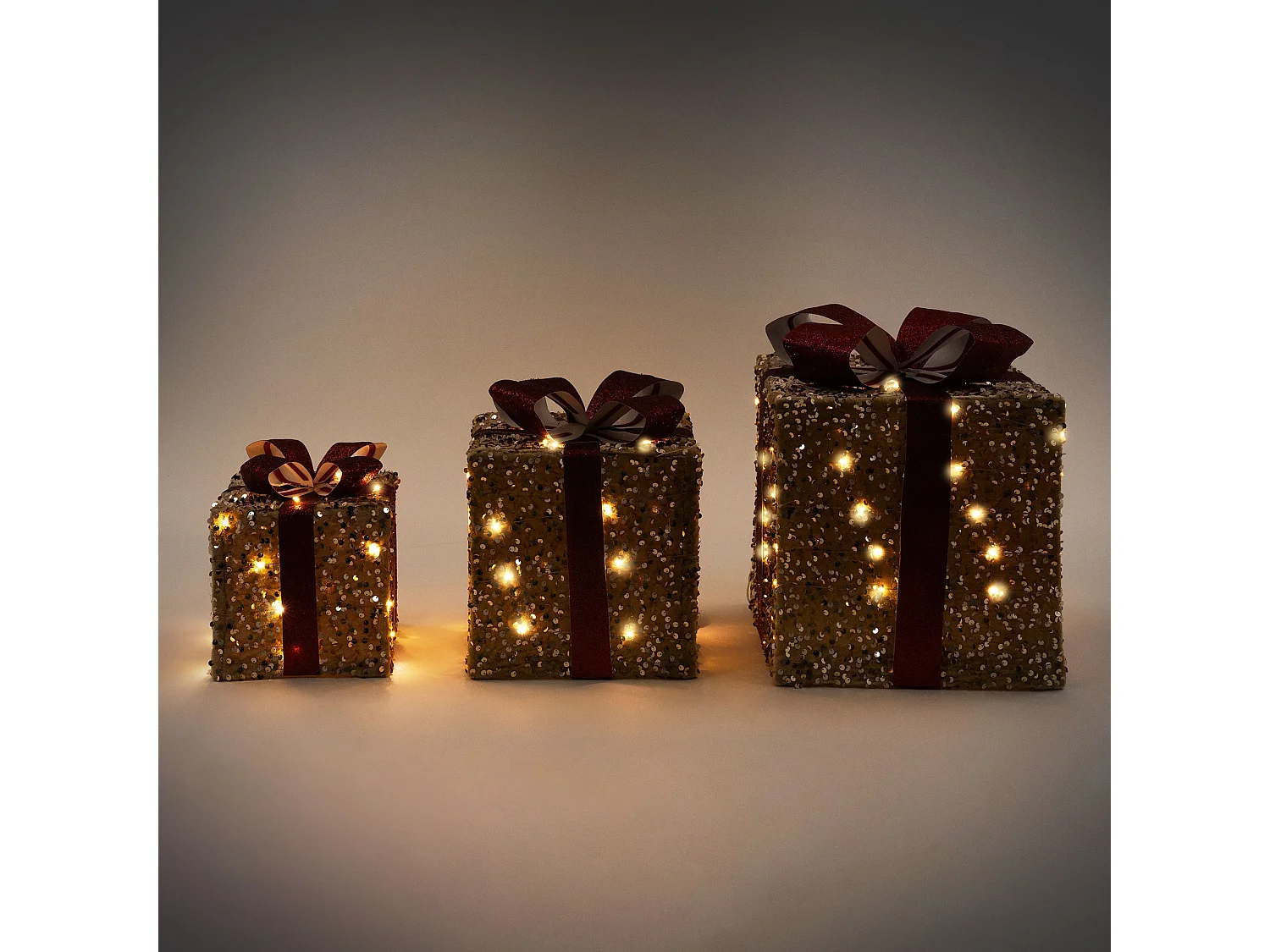 3pcs Deco Regalos de Navidad LED Cajas de Navidad Temporizador Decoración Ilumin