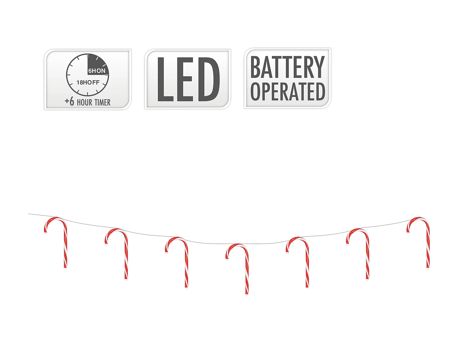 Cadena de luces 28 LEDs con 7 bastones de caramelo luz decorativa navidad 330 cm