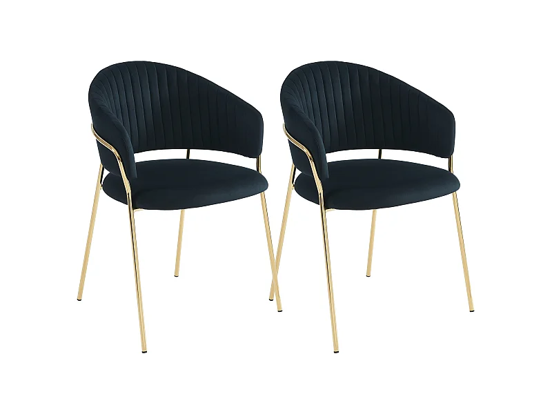 Lot de 2 chaises en velours et métal doré - Noir - MADOLIA de Pascal MORABITO