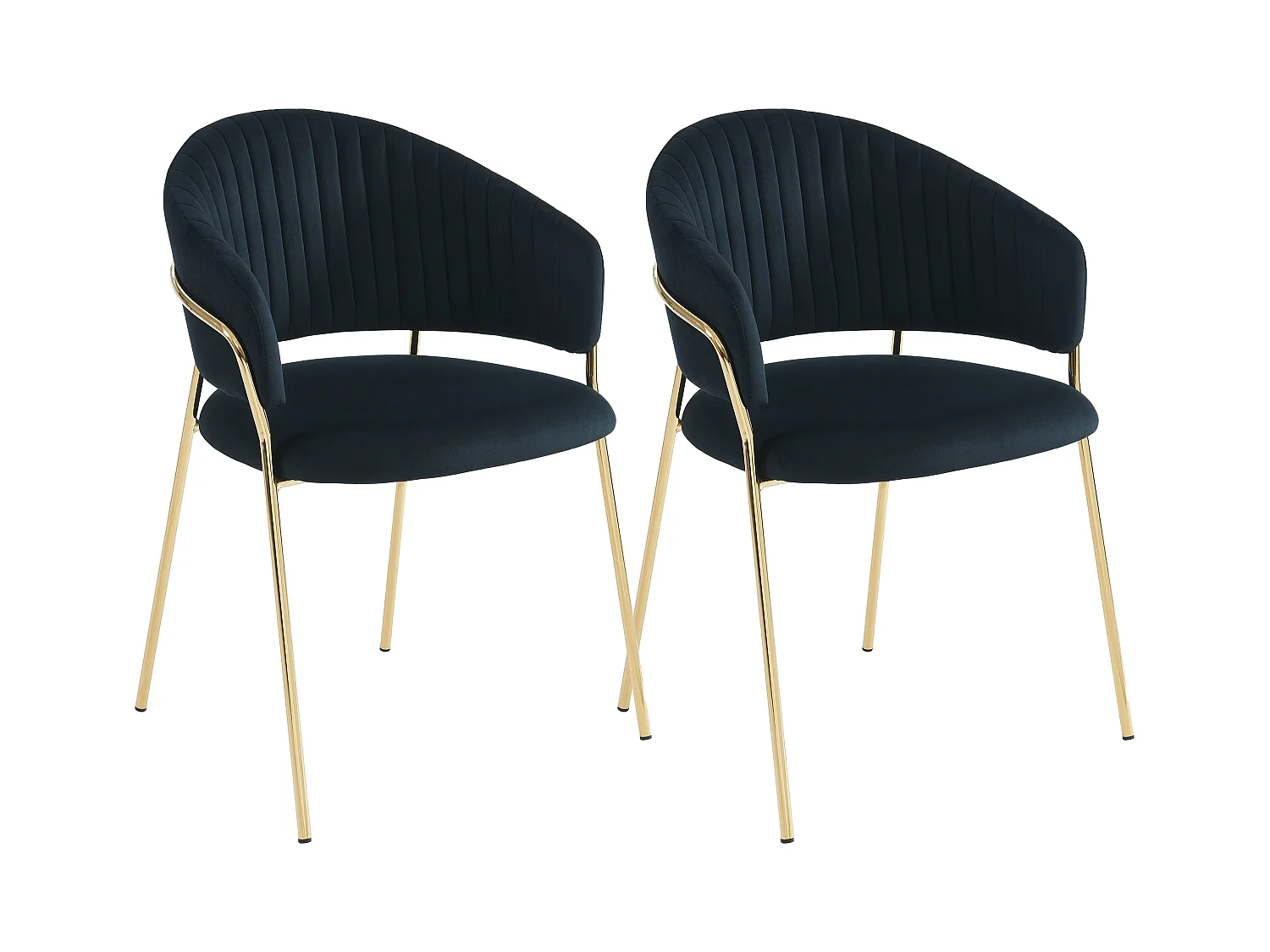 Stuhl 2er-Set - Samt & goldfarbenes Metall - Schwarz - MADOLIA von Pascal MORABITO