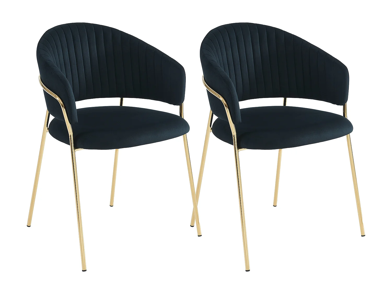 Set van 2 stoelen in fluweel en goudkleurig metaal - Zwart - MADOLIA van Pascal MORABITO