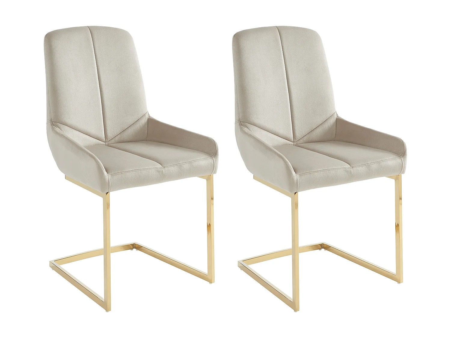 Sedia in Velluto e Metallo Dorato Beige - Lotto di 2 - BERLONA