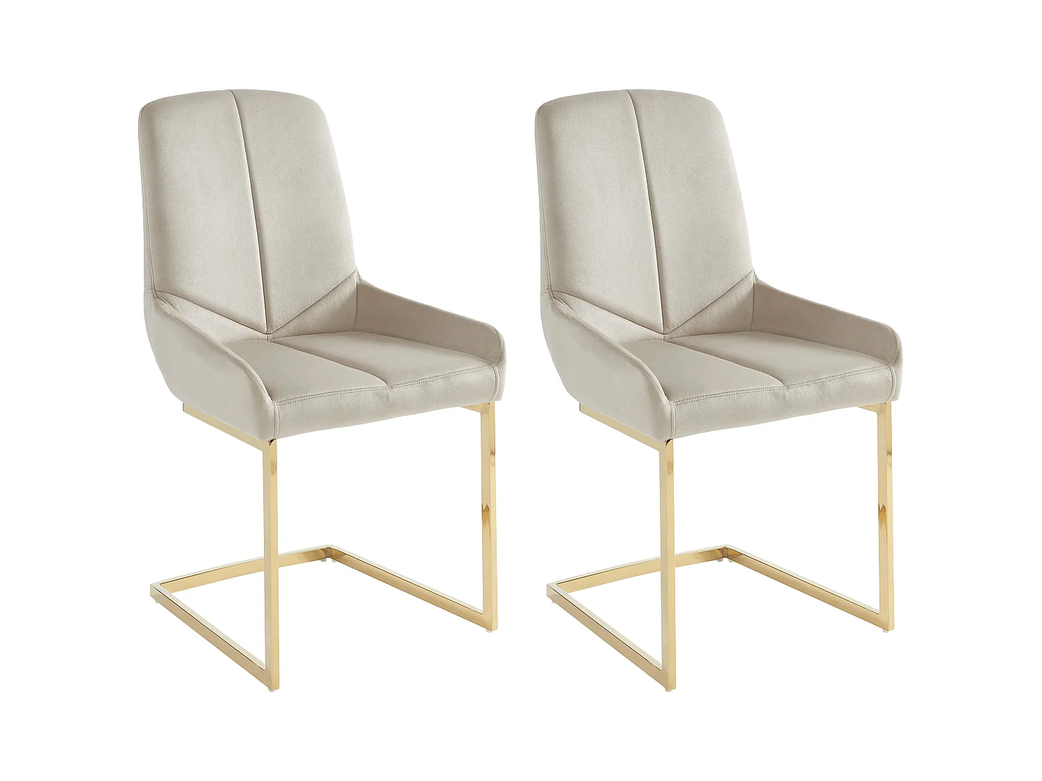 Set van 2 stoelen in fluweel en goudkleurig metaal - Beige - BERLONA