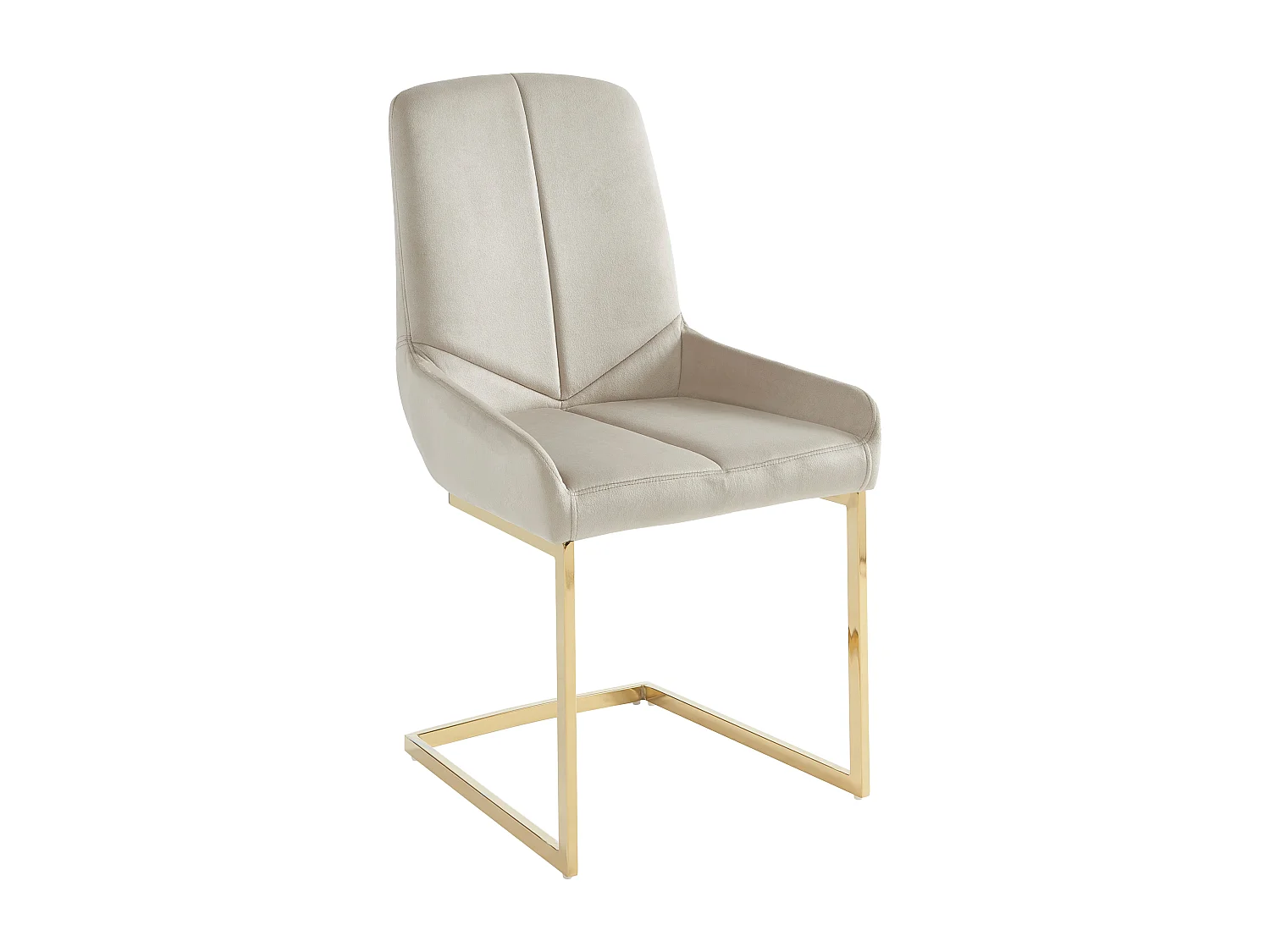 Lot de 2 chaises en velours et métal doré - Beige - BERLONA