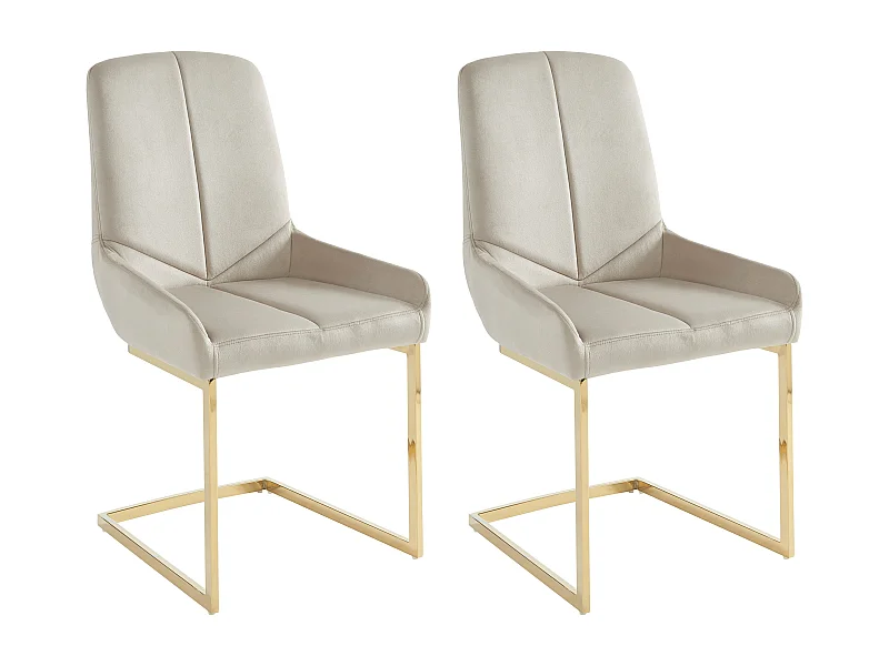 Sedia in Velluto e Metallo Dorato Beige - Lotto di 2 - BERLONA