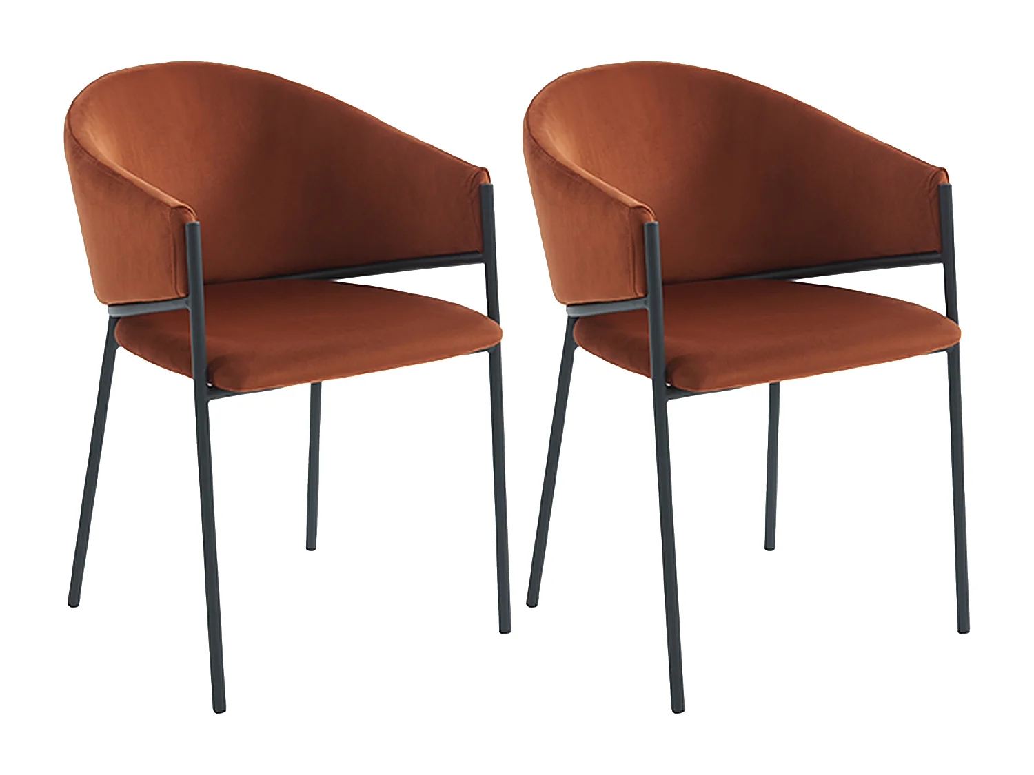 Lot de 2 chaises avec accoudoirs en velours et métal noir - Terracotta - ORDIDA de Pascal MORABITO