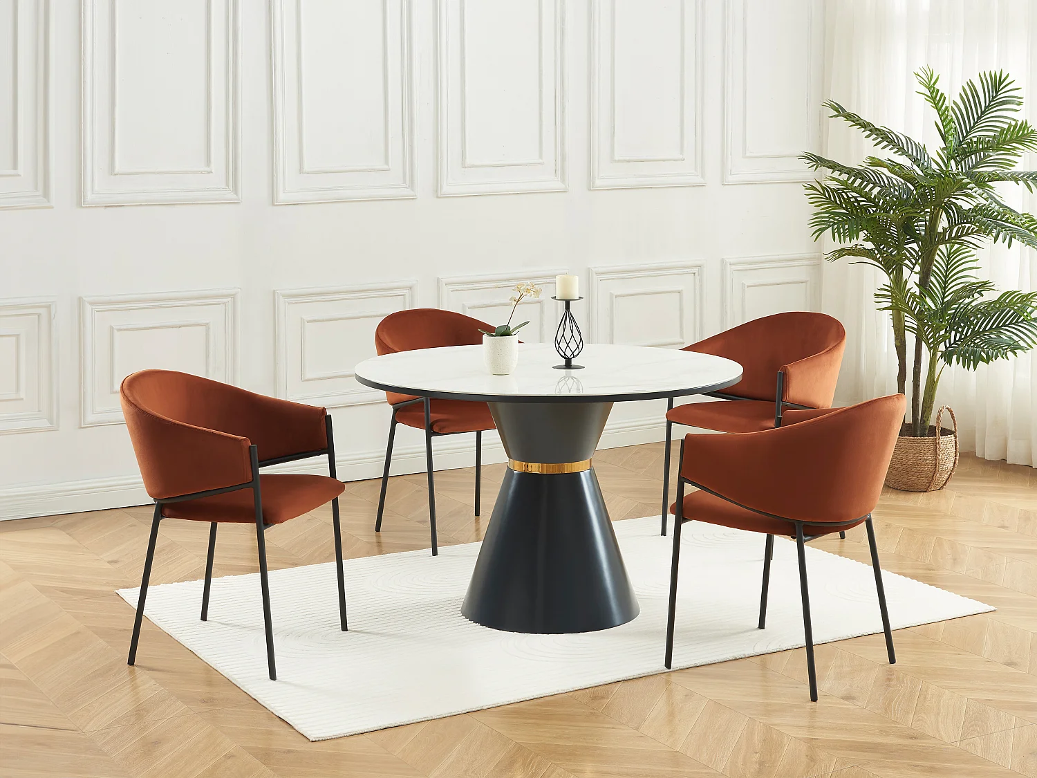 Lot de 2 chaises avec accoudoirs en velours et métal noir - Terracotta - ORDIDA de Pascal MORABITO