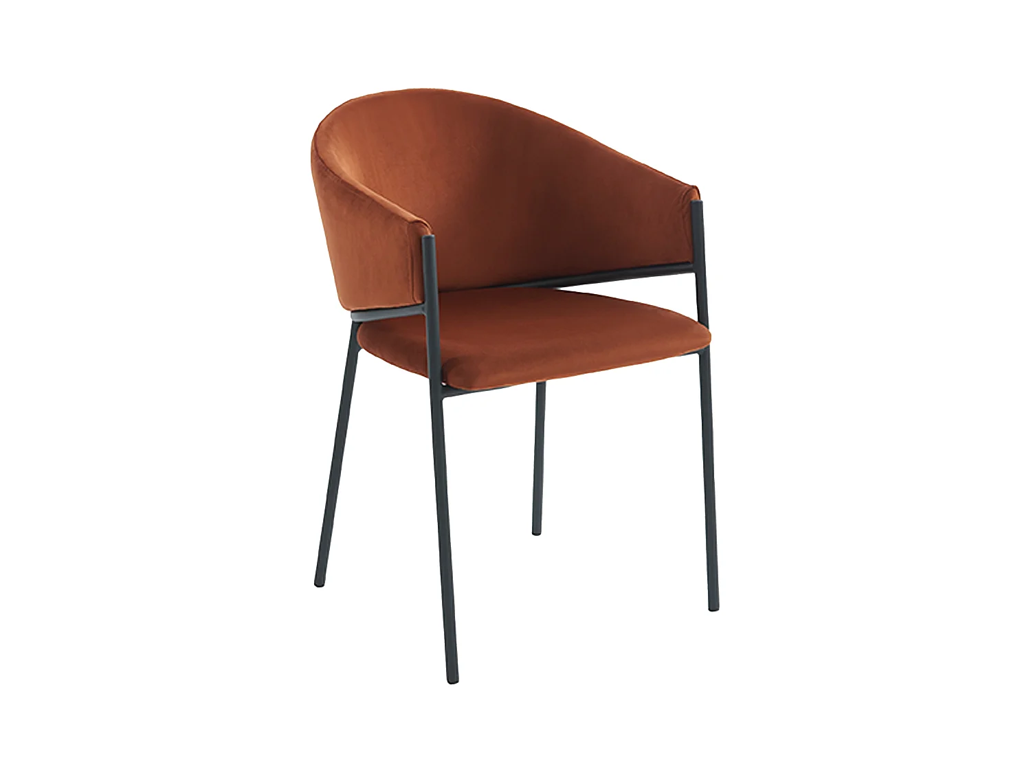 Sæt med 2 stole med armlæn i fløjl og sort metal - Terracotta - ORDIDA fra Pascal MORABITO