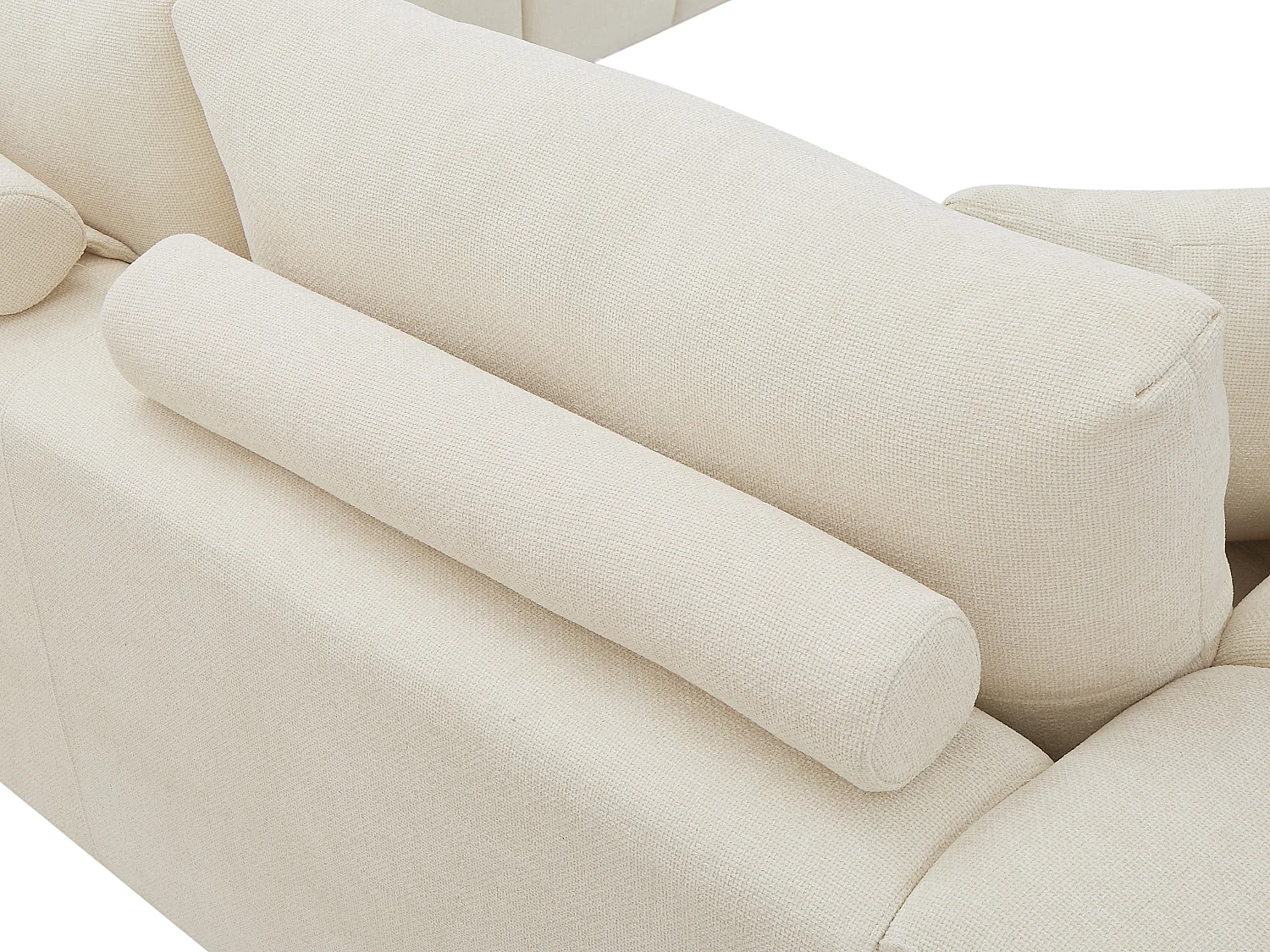 Kanapa narożna prawostronna z beżową tapicerką - BERENIA