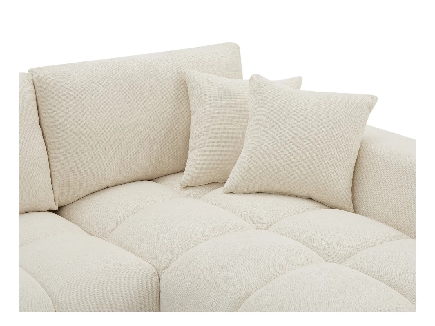 Hoekbank met hoek rechts van beige stof BERENIA