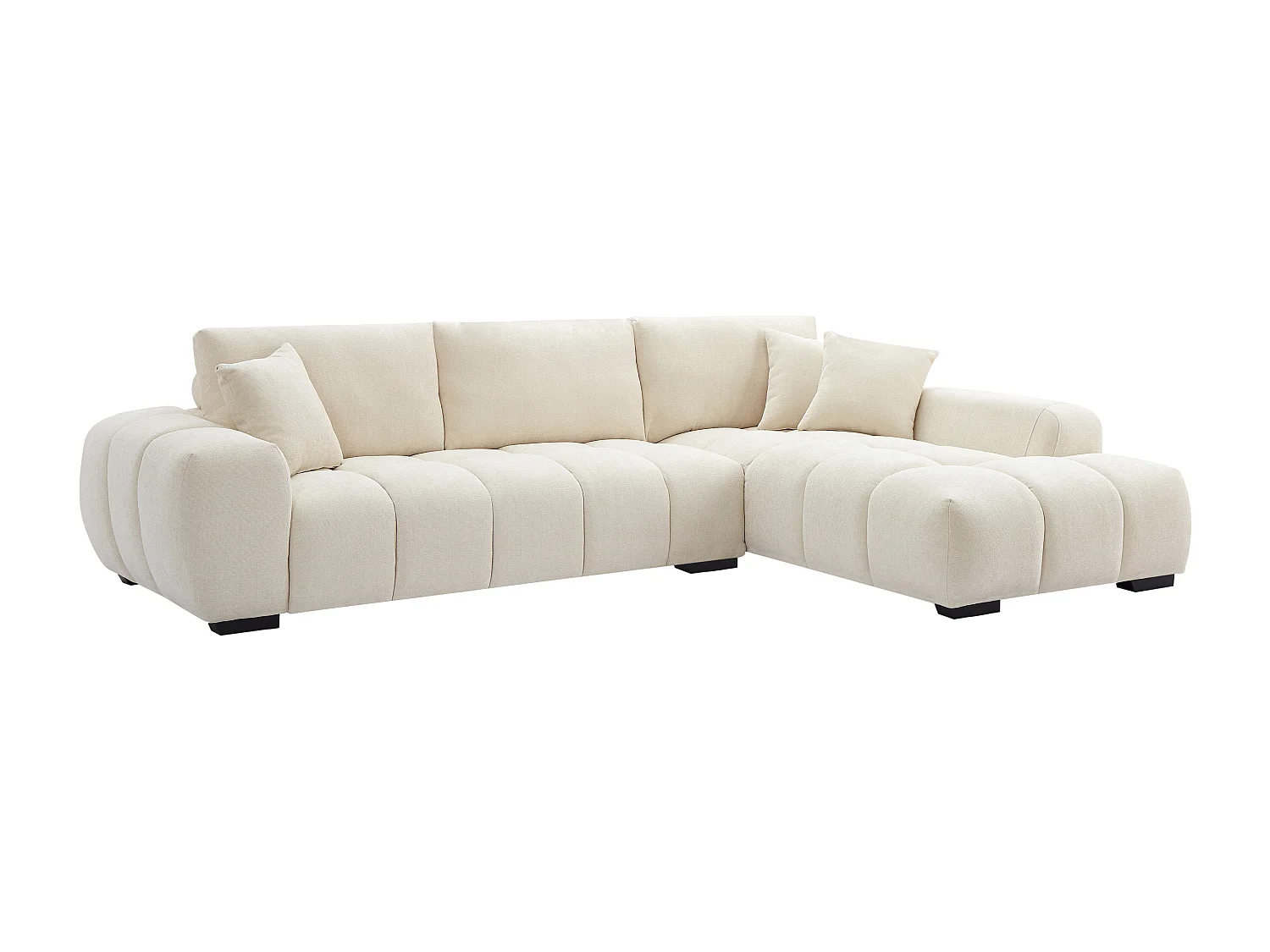 Hoekbank met hoek rechts van beige stof BERENIA