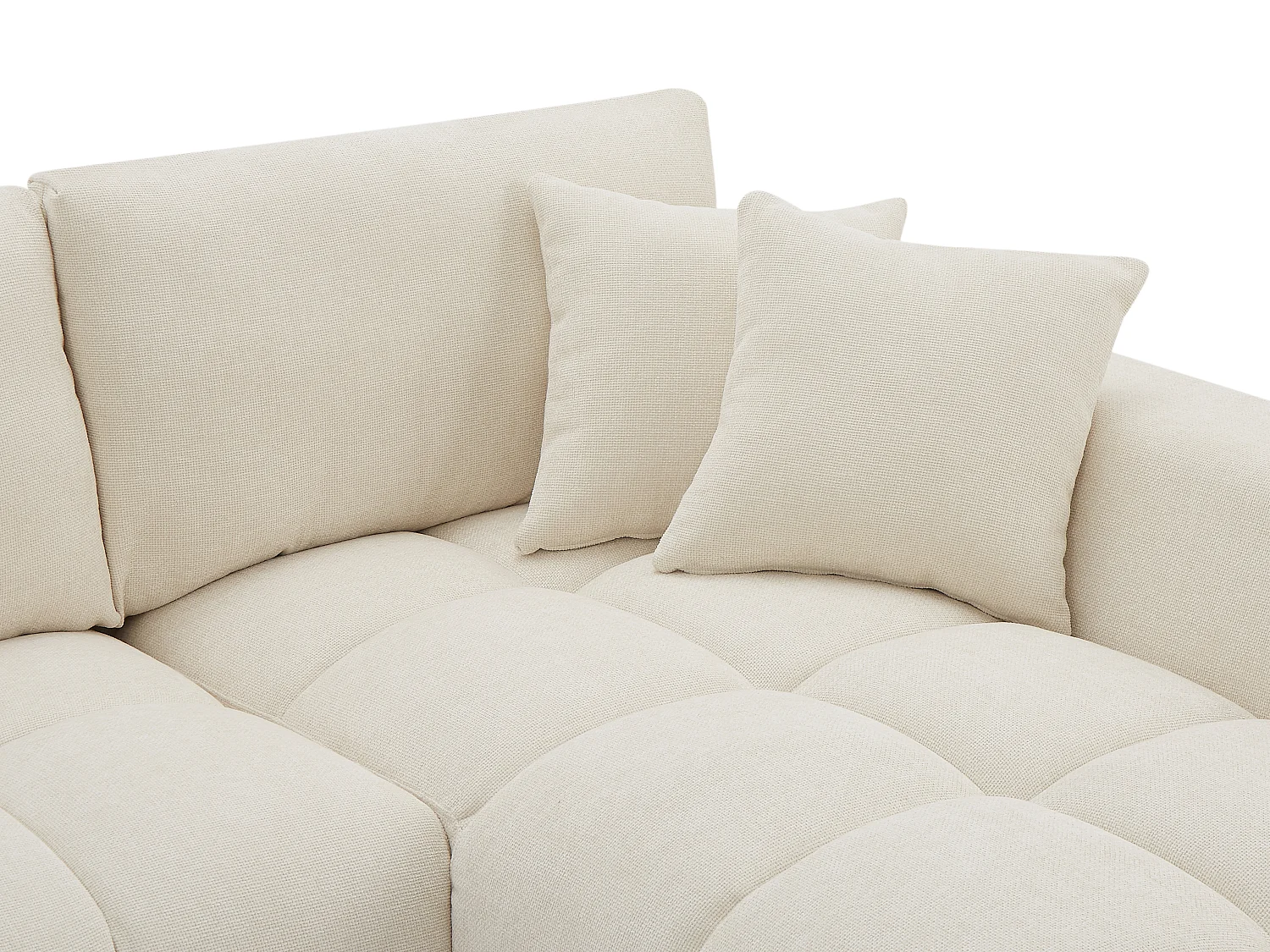 Hoekbank met hoek rechts van beige stof BERENIA