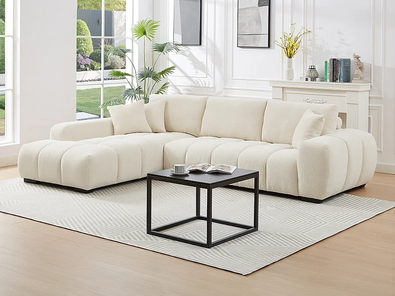 Ecksofa - Ecke links - Stoff - Beige - BERENIA