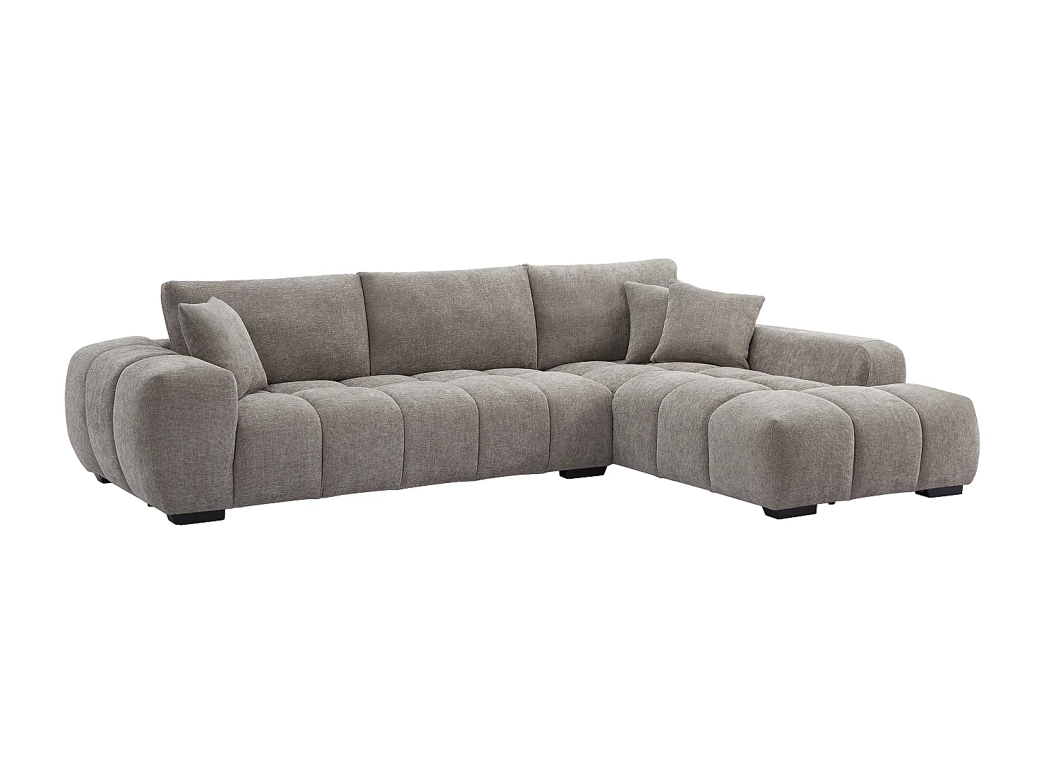 Canapé d'angle droit en tissu texturé gris BERENIA