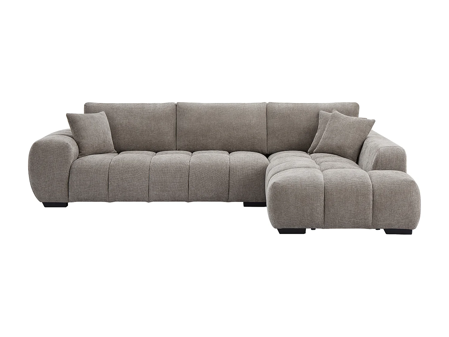 Canapé d'angle droit en tissu texturé gris BERENIA